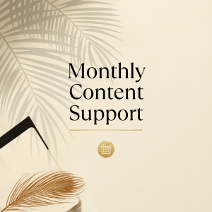 shadow plant silhouette, iPhone icon, golden peacock feather, text reads Monthly Content Support
